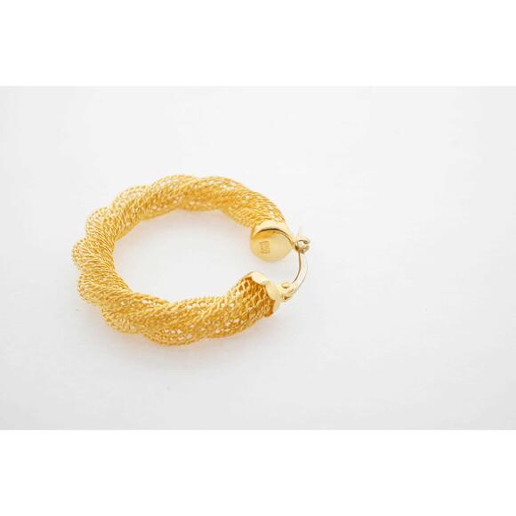 14k Gold Estate Hoop Earrings Snap Closure Women's Vintage Style 7.30g - Picture 3 of 5